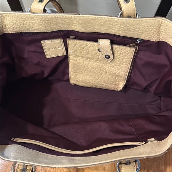 Authentic Cole Haan Tan Shoulder Bag with Textured Leather - Picture 4 of 8